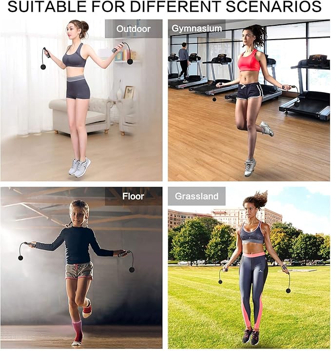 Jump Rope, Training Ropeless Skipping Rope for Fitness, Adjustable Weighted Cordless Jump Rope for Men Women Kids