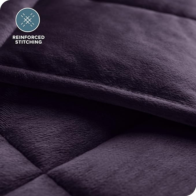 Bare Home Weighted Blanket King Size 25lb (80" x 87") for Adults - Minky Fleece - Premium Heavy Blanket Nontoxic Glass Beads (Eggplant, 80"x87")