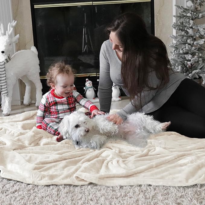 Bedsure Fleece Blankets King Size Cream - Bed Blanket Soft Lightweight Plush Cozy Fuzzy Luxury Microfiber, 108x90 inches