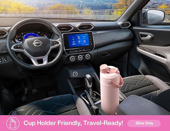 26 oz Insulated Water Bottle with 2-in-1 Straw and Spout Lid, Keep Cold 24H, Leak-Proof, Fits in Car Cup Holder, Stainless Steel Water Bottle for Sports, Trip, Gym, and School (Neon Night)