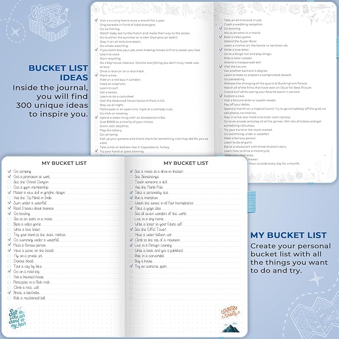 Clever Fox Bucket List Journal – Inspirational Book for Memories & Adventures – Motivational Bucket List Notebook for Couples, A5 (Light Blue)