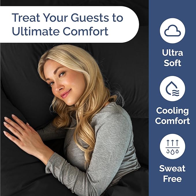 Bulk Case Pack of 12 Sheet Sets - (12) Complete Sheet Sets - Bulk Cal King Bedding - Wholesale Case Pack for Hotels, Spa & Airbnbs - Deep Pocket & Wrinkle Free - Cooling & Breathable - Cal King, Black