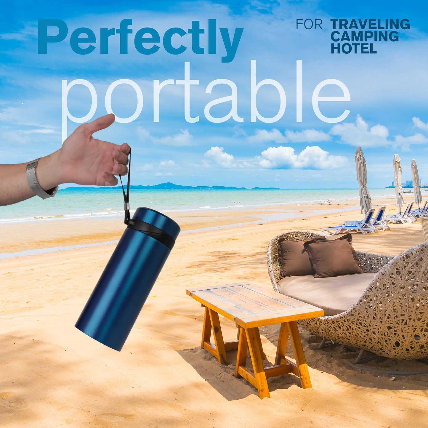 4AllFamily Nomad Insulin Travel Case Cooler – 52H Non-Electric Insulin Cooler Travel Case TSA Approved with Lightweight Design – Air Traveling Friendly, Reusable Big Blue Thermo for Medications