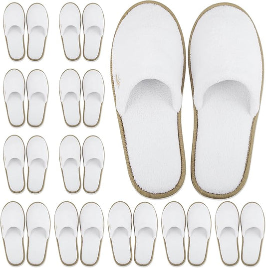BERGMAN KELLY - Spa Slippers - Disposable Indoor House Slippers - Closed Toe House Shoes for Men & Women - Value Pack Hotel Indoor Shoes for Guests - Washable & Reusable for Travel & Wedding