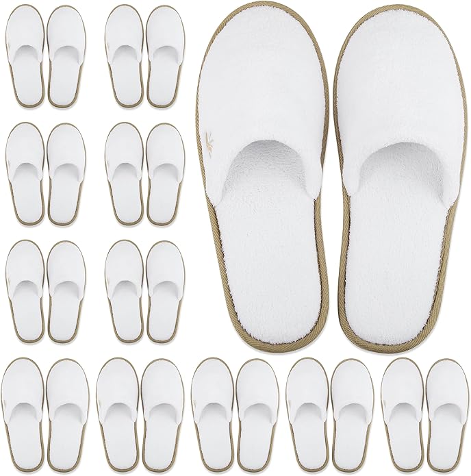 BERGMAN KELLY - Spa Slippers - Disposable Indoor House Slippers - Closed Toe House Shoes for Men & Women - Value Pack Hotel Indoor Shoes for Guests - Washable & Reusable for Travel & Wedding