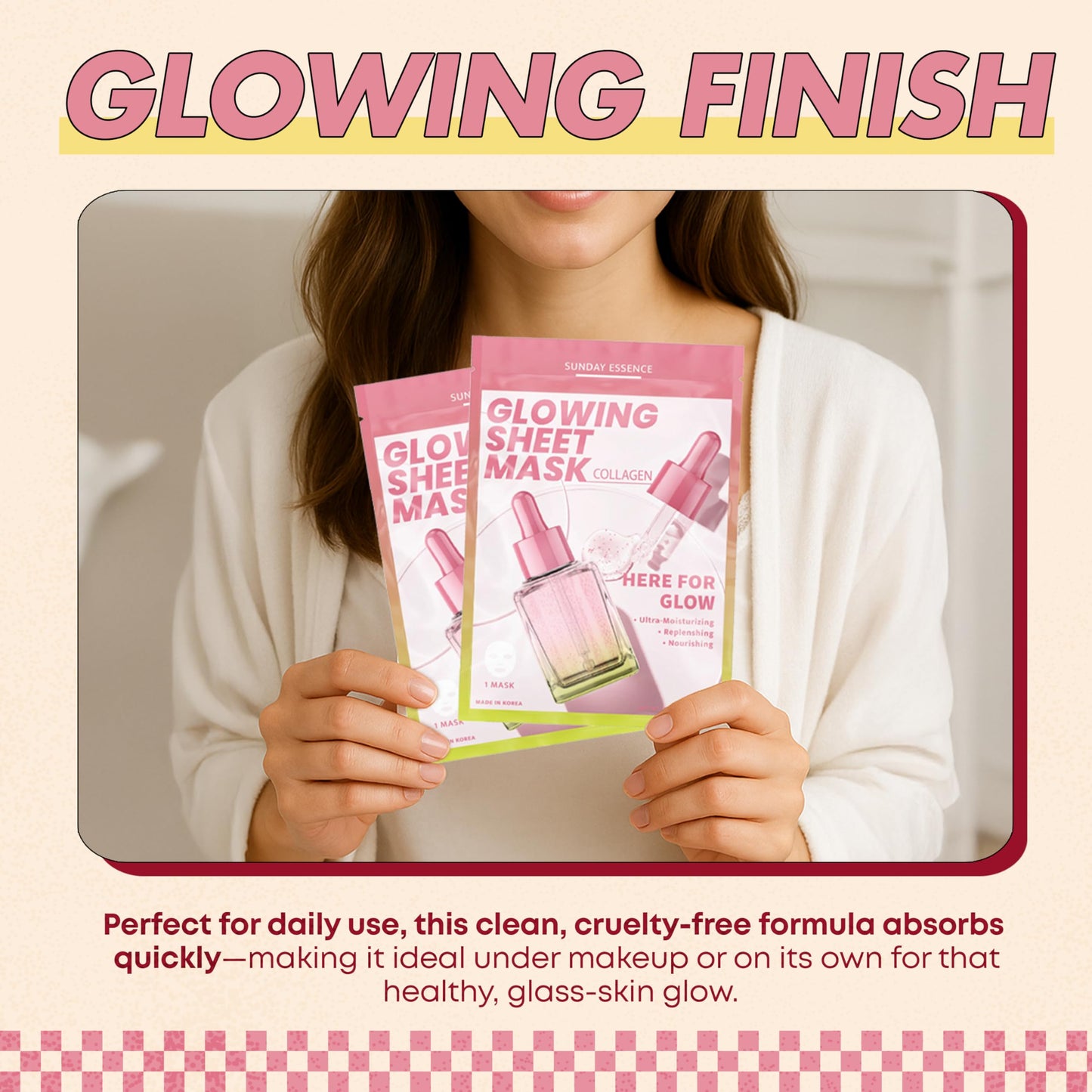 Sunday Essence Collagen Face Mask – Dermatologist Tested, Anti-Aging, Korean Skin Care, Firms Hydrates Strengthens Barrier – Clean Beauty Vegan Sheet Mask for Dry Sensitive Skin – 5 Sheets