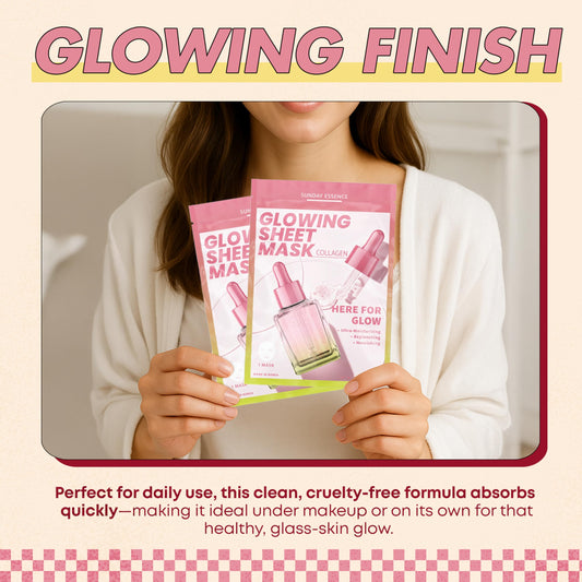 Sunday Essence Collagen Face Mask – Dermatologist Tested, Anti-Aging, Korean Skin Care, Firms Hydrates Strengthens Barrier – Clean Beauty Vegan Sheet Mask for Dry Sensitive Skin – 5 Sheets