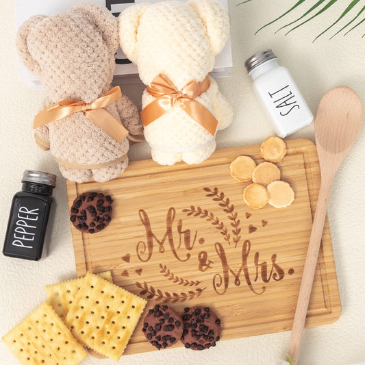 Wedding Gifts for Couple (11 Piece Set), Cool Engagement Baskets for Newlywed, Unique Mr and Mrs Box for Bride and Groom, Bridal Shower Gift for Bride To Be, His and Hers, Just Married