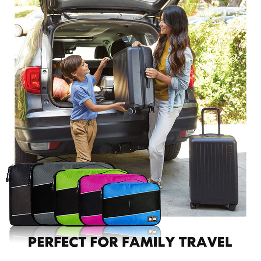 4 Set Packing Cubes, Various Sizes Travel Luggage Bags Organizers (Black)