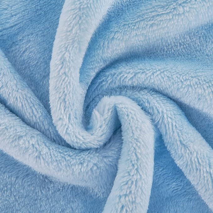 JIAHANNHA Flannel Fleece Blanket Twin Size(60 by 80 Inches),Light Blue Throw Blanket for Couch Sofa Bed 280GSM,Super Soft Plush Cozy and Lightweight Warm Bed Blanket for All Season