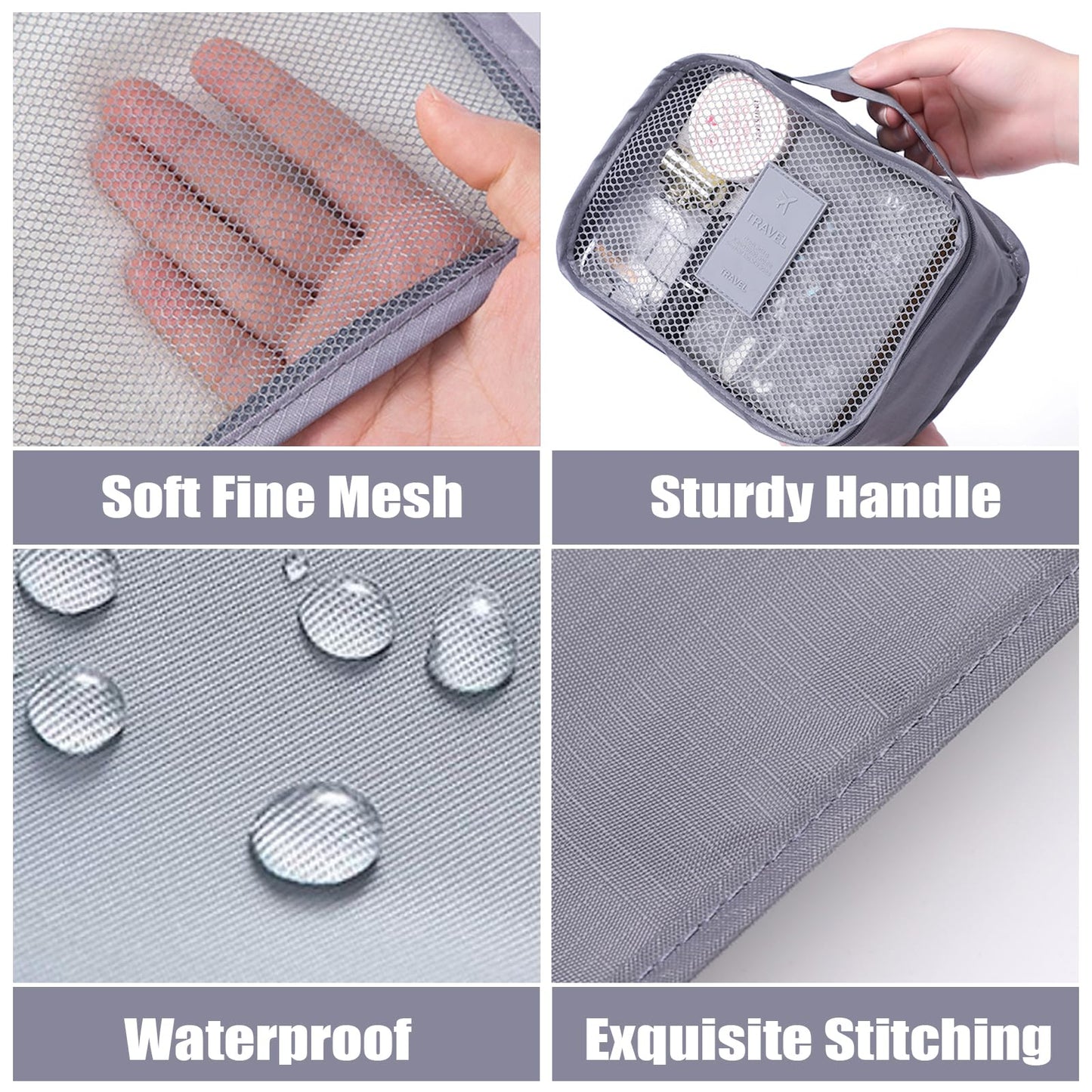 12 Set Travel Packing Cubes Luggage Packing Bags Reusable Lightweight Suitcase Organizer Cubes Set for Travel Accessories (Deep Blue+Grey)