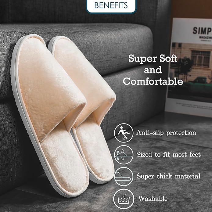 6-10 Pairs Spa Slippers, Non Slip Disposable Slippers For Guest, Washable Reusable, Which Can Be Used As Women Men, House, Indoor, Bathroom, Bedroom, Hotel, Bride Slippers