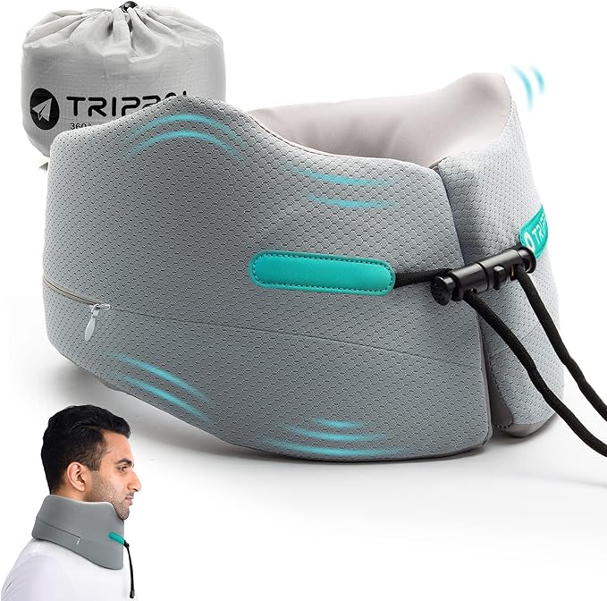 GOLDORANGE Neck Pillows for Travel Memory Foam Airplane Pillow Neck Head Support for Adults Car Home Office Sleeping Rest Travel Accessories Gray M