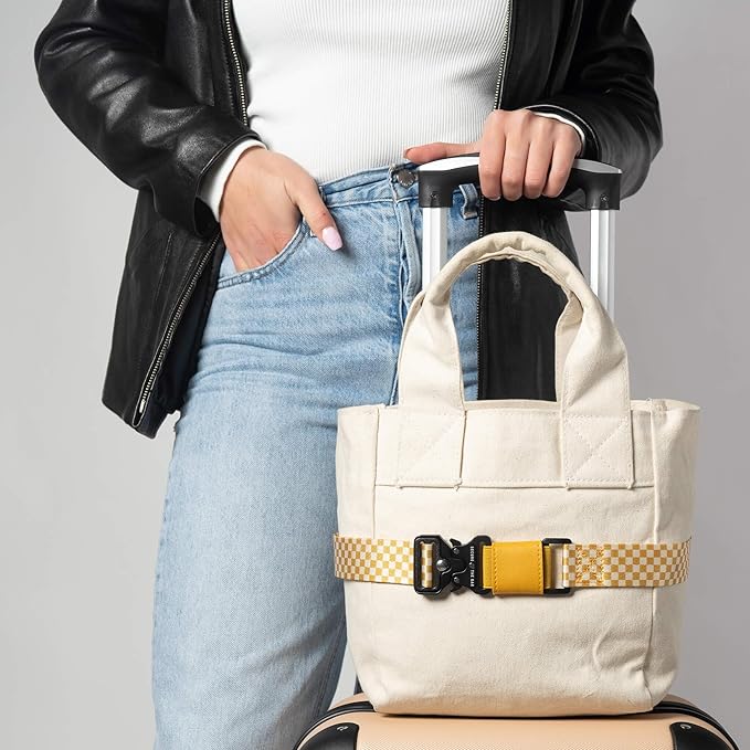 Cincha Mini Travel Belt for Luggage - Stylish & Adjustable Add a Bag Luggage Strap for Carry On Bag - Airport Travel Accessories for Women & Men - As Seen on Shark Tank (Cream and Marigold)