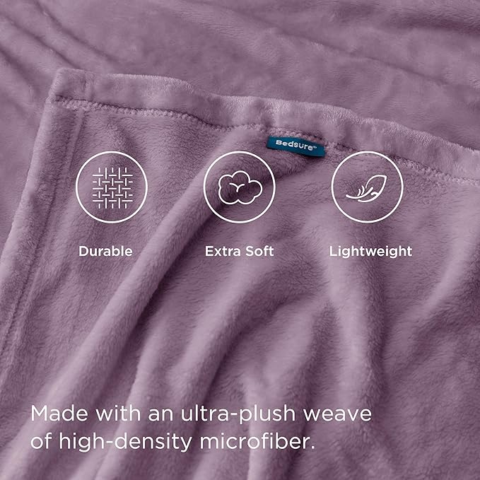 Bedsure GentleSoft Fleece Throw Blanket for Couch Fog Purple - Lightweight Plush Fuzzy Cozy Soft Blankets and Throws for Sofa, 50x60 inches