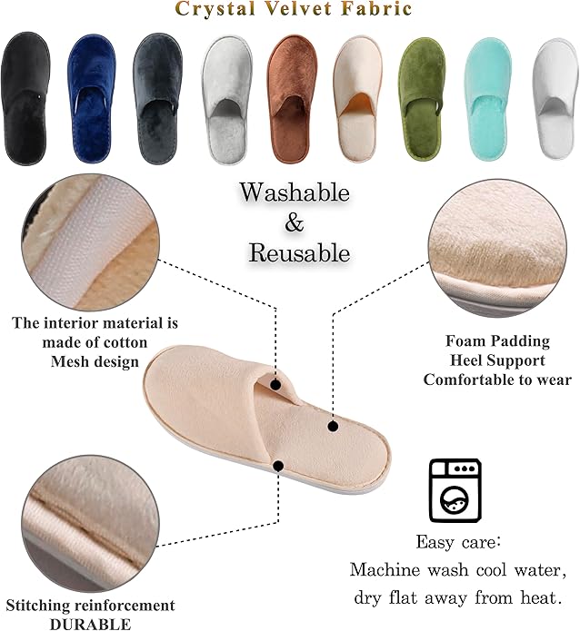 6-10 Pairs Spa Slippers, Non Slip Disposable Slippers For Guest, Washable Reusable, Which Can Be Used As Women Men, House, Indoor, Bathroom, Bedroom, Hotel, Bride Slippers