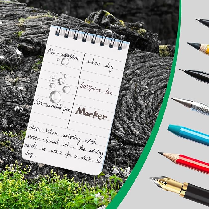 6 Pack Waterproof Notebook Pocket Notepad 3x5 All-Weather Small Pocket Notebook Waterproof Police Spiral Notepad Little Memo Notepads for Outdoor Travel Office School