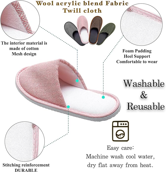 6-10 Pairs Spa Slippers, Non Slip Disposable Slippers For Guest, Washable Reusable, Which Can Be Used As Women Men, House, Indoor, Bathroom, Bedroom, Hotel, Bride Slippers