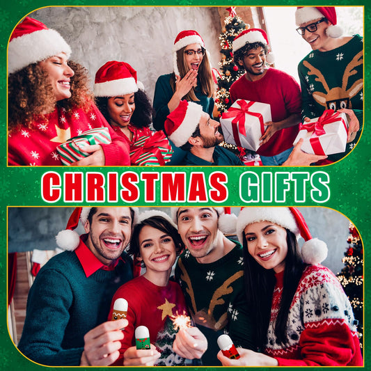 Sacubee 50 Pcs Christmas Peppermint Lip Balms Gifts Bulk, Mini Candy Scented Lip Moisturizer Xmas Party Stocking Stuffer Thank You Appreciation Gift for Women Coworker Staff Homeless (Xmas Character)