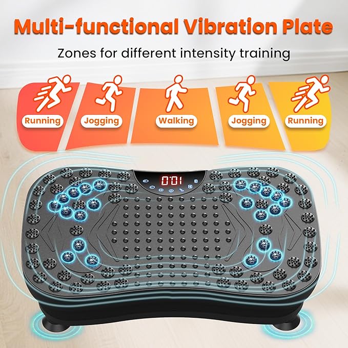 AXV Vibration Plate Fitness Platform Exercise Machine Vibrating Lymphatic Drainage Shaking Full Body Shaker Workout Vibrate Stand Shake Board Sport Gym for Weight Loss Fat Burner for Women Men