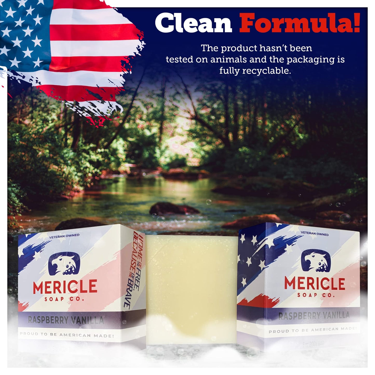 Mericle Soap Co. Black Raspberry Vanilla Organic 5oz Body Bar | Natural | Made in the USA | Veteran Owned | No Chemicals or Preservatives | Cold Process Technoloy - 2 Pack
