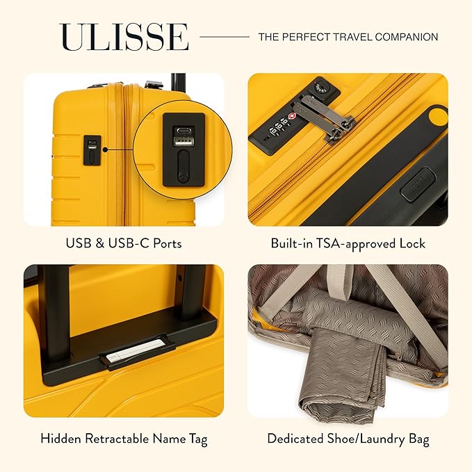 Bric's B|Y Ulisse 21-Inch Spinner - Luxury Carry-On Luggage With Spinner Wheels - Hard Shell Suitcases Made From Durable Polypropylene and Polycarbonate - Mango
