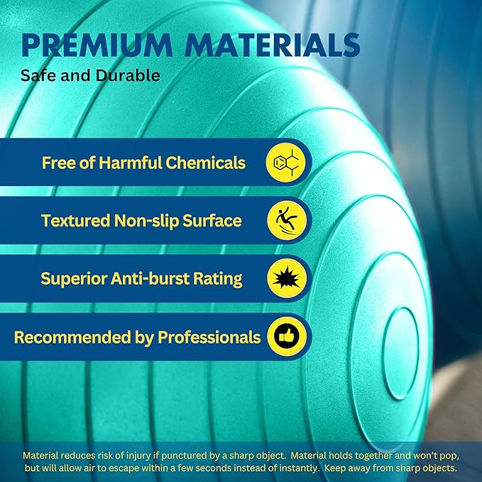 ProBody Pilates Yoga Ball - Exercise Balls, Various Sizes, for Stability, Pregnancy, Workout & Physical Therapy