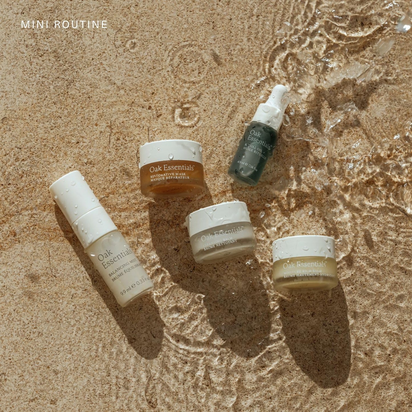 Oak Essentials Mini Routine | Clean Hydrating Travel-Size Set with Cleanser, Mask, Balm, Oil & Toner