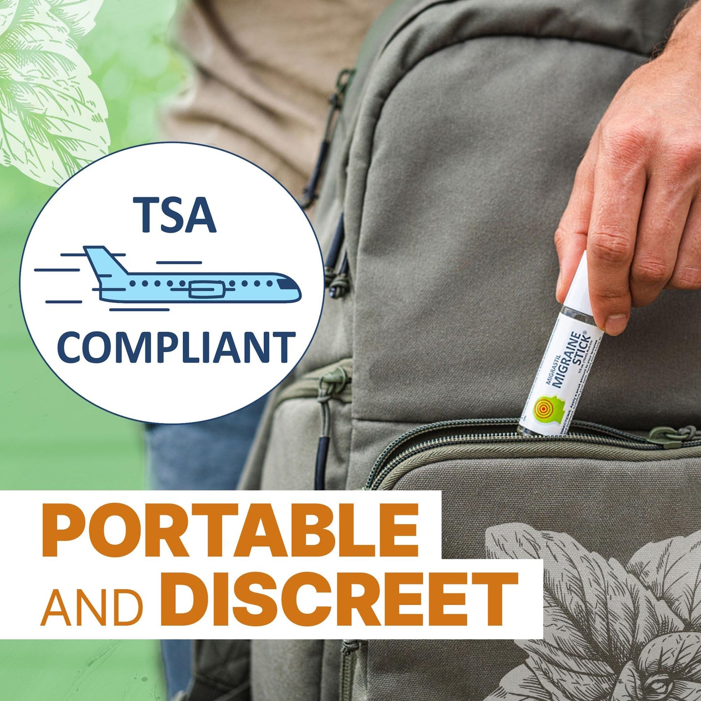 Migrastil Migraine Stick Rollon - Fast Cooling Comfort for Your Head. Aromatherapy with Peppermint & Other Essential Oils. Metal Roller. Made in USA by Basic Vigor