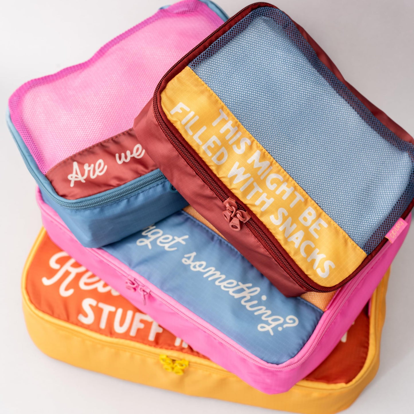 ban.do Getaway Polyester and Mesh Packing Cube Set, Includes 4 Soft Luggage Organizers in Various Sizes (Really Important Stuff)