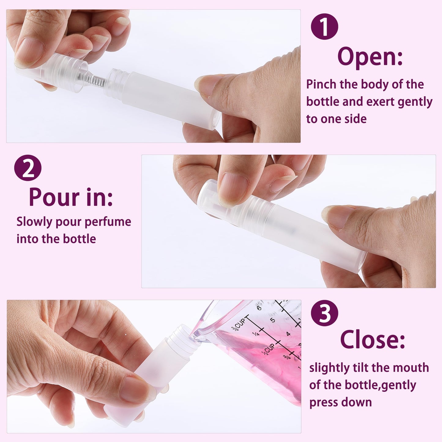 KCKHFA 10 PCS Mini Perfume Travel Spray Bottle Refillable, Plastic Hair Perfume Atomizer for Toner