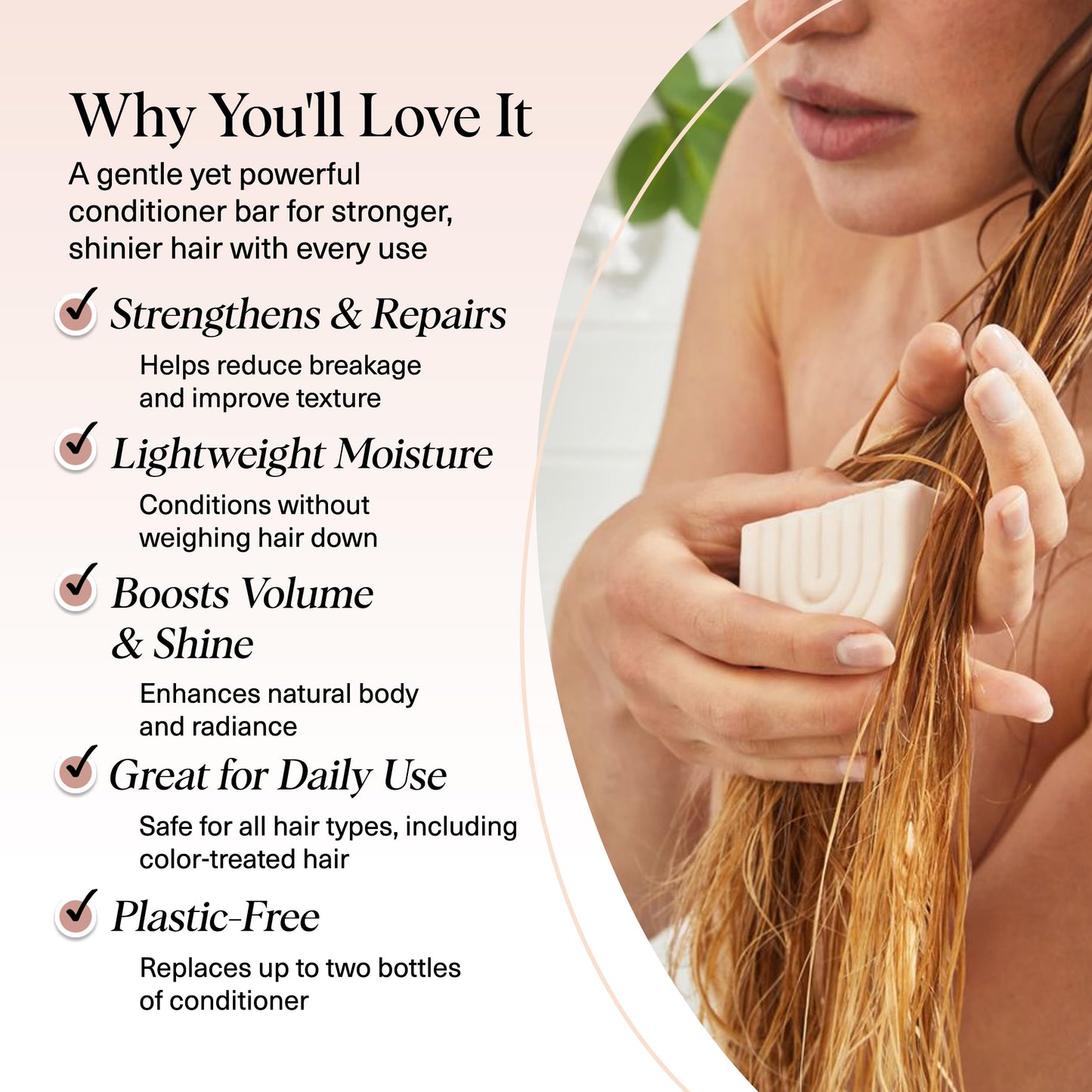 Kitsch Rice Water Hair Conditioner Bar – Soap Bar for Hair Care & Hair Growth – Conditioner for Women and Men – Moisturizing & Strengthening – Paraben, Silicone & Sulfate-Free - Made in USA – 2.7 oz