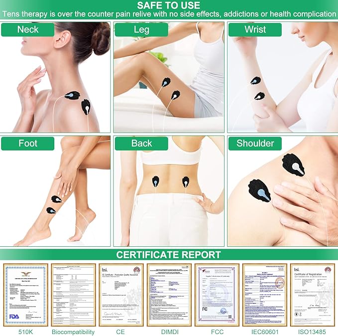 Belifu 4 Channel Tens Unit Electro Muscle Stimulator, Fully Isolated with Independent 24 Modes, Rechargeable Pulse Massager with Electrodes Pads for Neck Back Arms Chronic Pain Relief Body Building