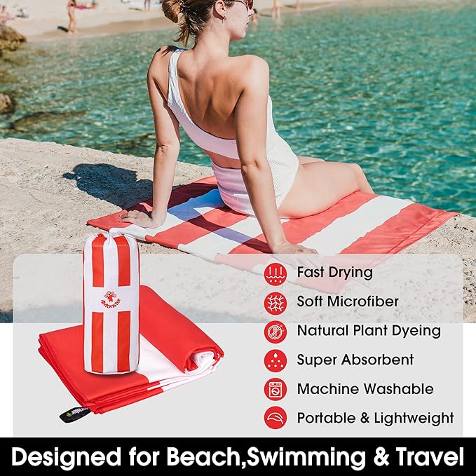 4Monster Microfiber Beach Towel Quick Dry,Super Absorbent Lightweight Travel Towel for Swimmers, Sand Free Camping Towel, Beach Towels for Pool,Swim,Water Sports,Yoga