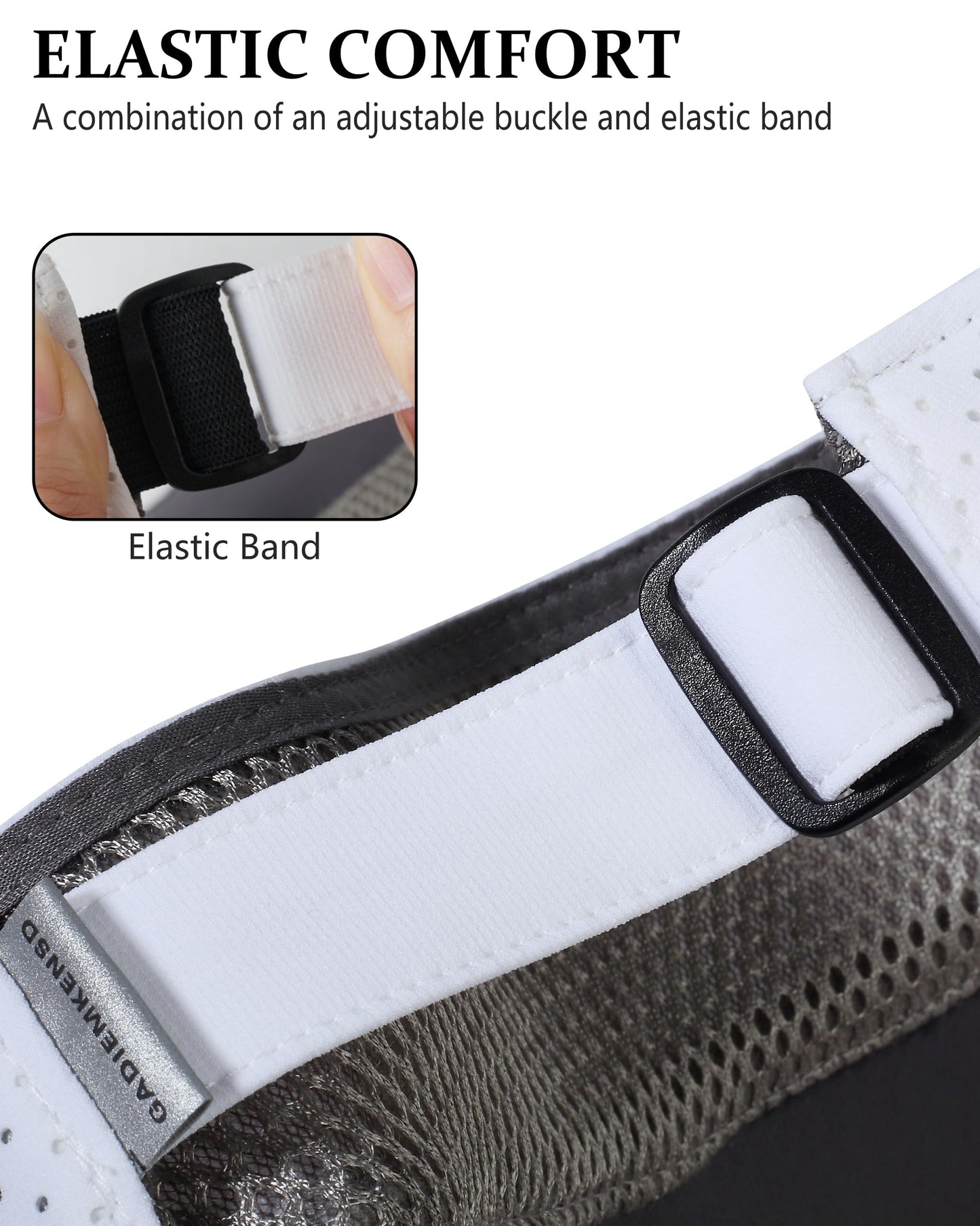 GADIEMKENSD Sports Sun Visor for Womens Men, UPF 50+ Golf Visor Folding Tennis Hat with Reflective Brim, Breathable Sun Hats for Running Pickleball Workout Travel White