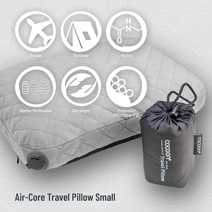 COCOON- Premium - Ultralight AirCore Pillow - Inflatable Camping and Travel Pillow (Light Blue, Small)