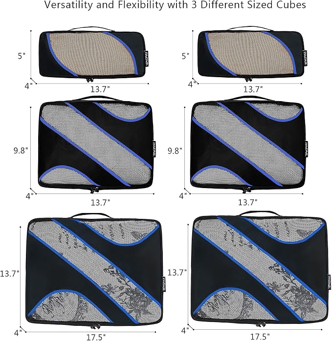 BAGAIL 6 Set Packing Cubes,Travel Luggage Packing Organizers