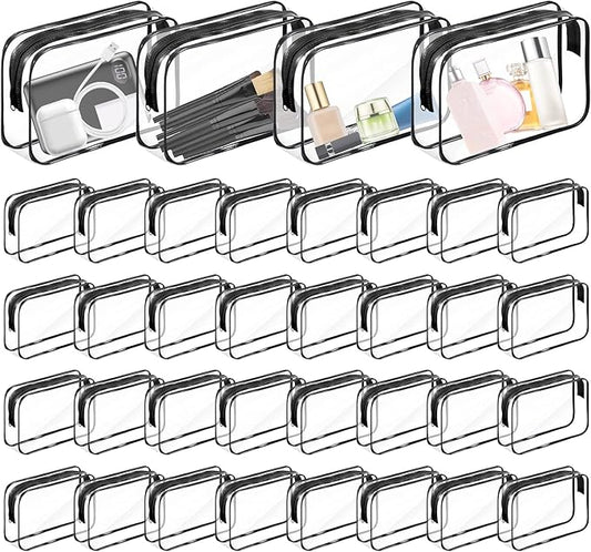 36PCS Clear Makeup Bags, Zippered Travel Toiletry Bag, PVC Plastic Travel Bags for Women Men, Travel Waterproof Portable Bag for Bathroom, TSA Approved