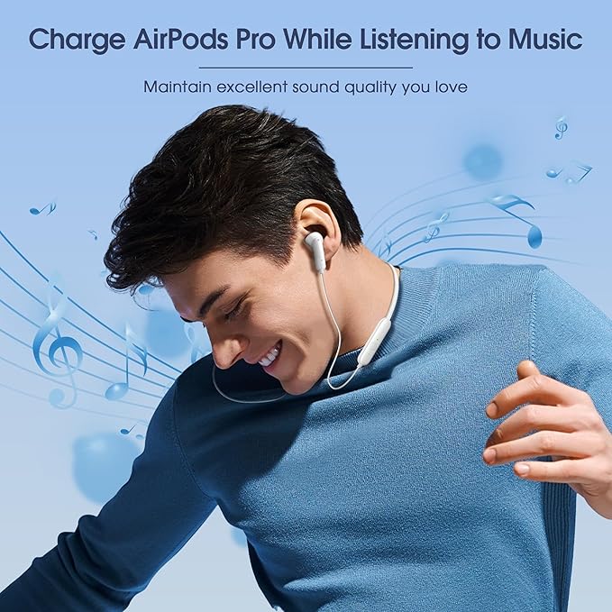 Charging Case Compatible with AirPods 1st & 2nd & 3nd Generation, 2-in-1 Anti-Lost Strap for AirPods with Charging Case Function, Soft Silicone Material, IPX6 Waterproof