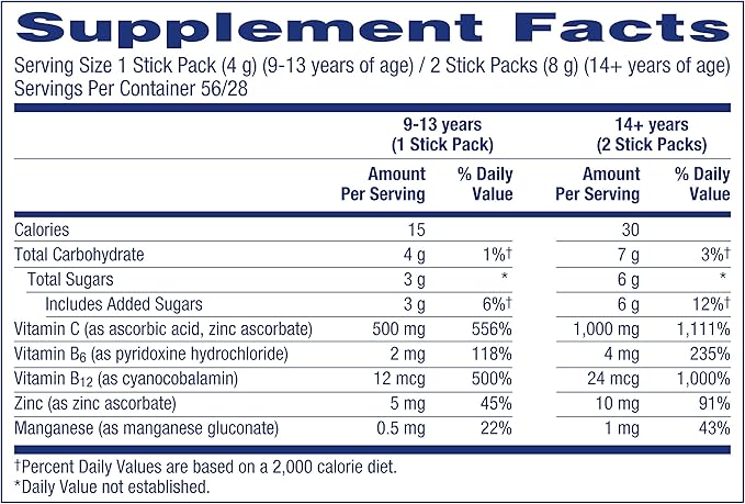 Emergen-C Crystals, On-the-Go Emergen-C Immune Support Supplement with Vitamin C, B Vitamins, Zinc and Manganese, Orange Vitality - 56 Stick Packs
