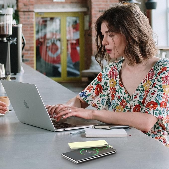 Auskang Thin Portable Charger with Built in USB-C Cable-5000mAh Slim Power Bank Compatible with Samsung, Google Pixel/Android Phones/ iPhone16 15 Series etc-Thin Battery Pack for Outdoor Travel