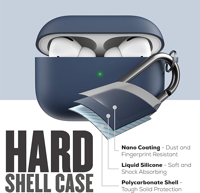 KeyBudz AirPods Pro Case with Keychain Hybrid Shell Series Compatible with AirPod Pro Case Cover (Midnight Blue)