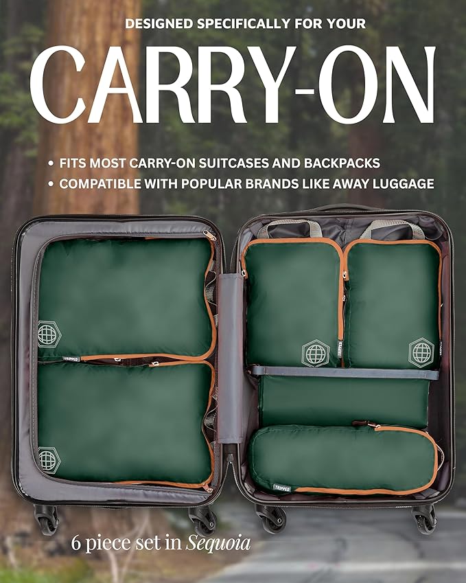 Compression Packing Cubes Set for Travel - Lightweight, Durable Clothes Organizer for Carry-On Luggage and Suitcases by TRIPPED Travel Gear