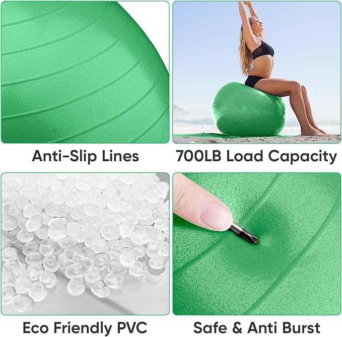 APEXUP Yoga Ball Exercise Ball Anti Slip Heavy Duty for Fitness, Balance & Core Workout