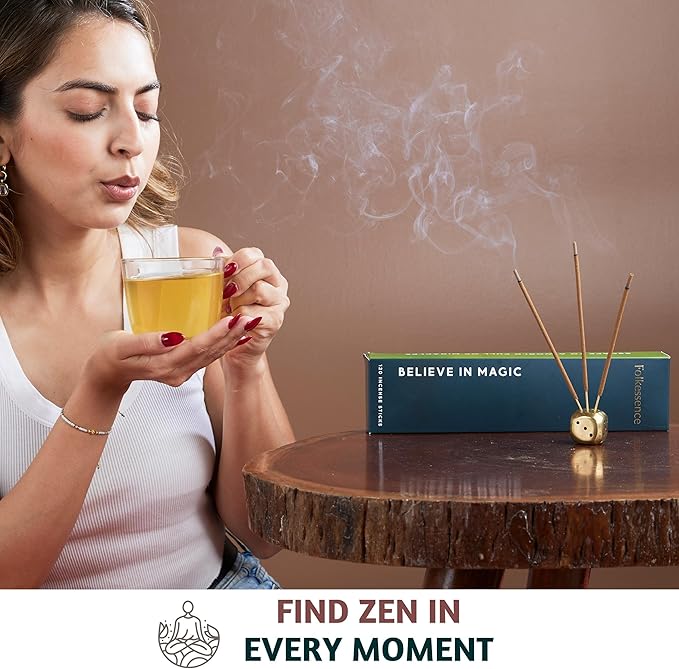 Folkulture Incense Sticks | Set of 6 (120 Non Toxic Insence-Sticks) with 45 Mins Burn Time | White Sage, Sandalwood, Oud Orient, Amber Space, Peach Fields | Organic Inscents-Stick Gift for Her