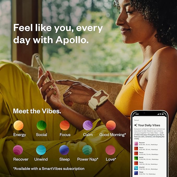 Apollo Neuro Wearable – Award-Winning Sleep & Stress Relief Device – Fall Asleep Faster, Sleep Longer & Deeper – Stimulate Calm, Boost Focus & Relaxation