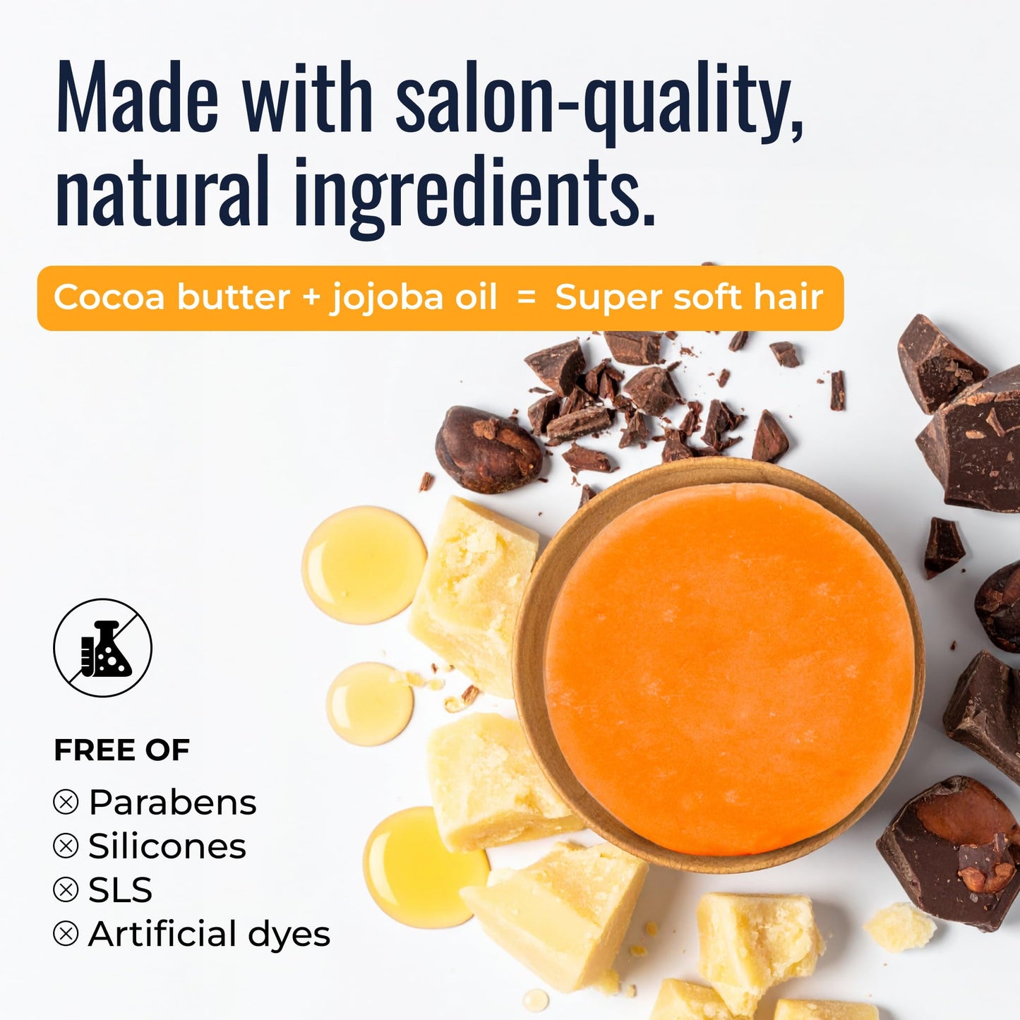 ZWS Essentials Sunshine Conditioner Bar, Vegan Solid Hair Conditioner for All Hair Types, with Pineapple, Mango, Cocoa Butter, Zero Waste, Travel-Friendly