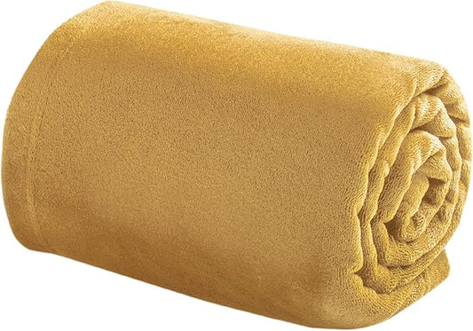 Bedsure GentleSoft Bedding Fleece Blanket for Girls and Boys - Soft Cozy Cute Small Throw Blankets for Travel, 43x55 Inches, Gold