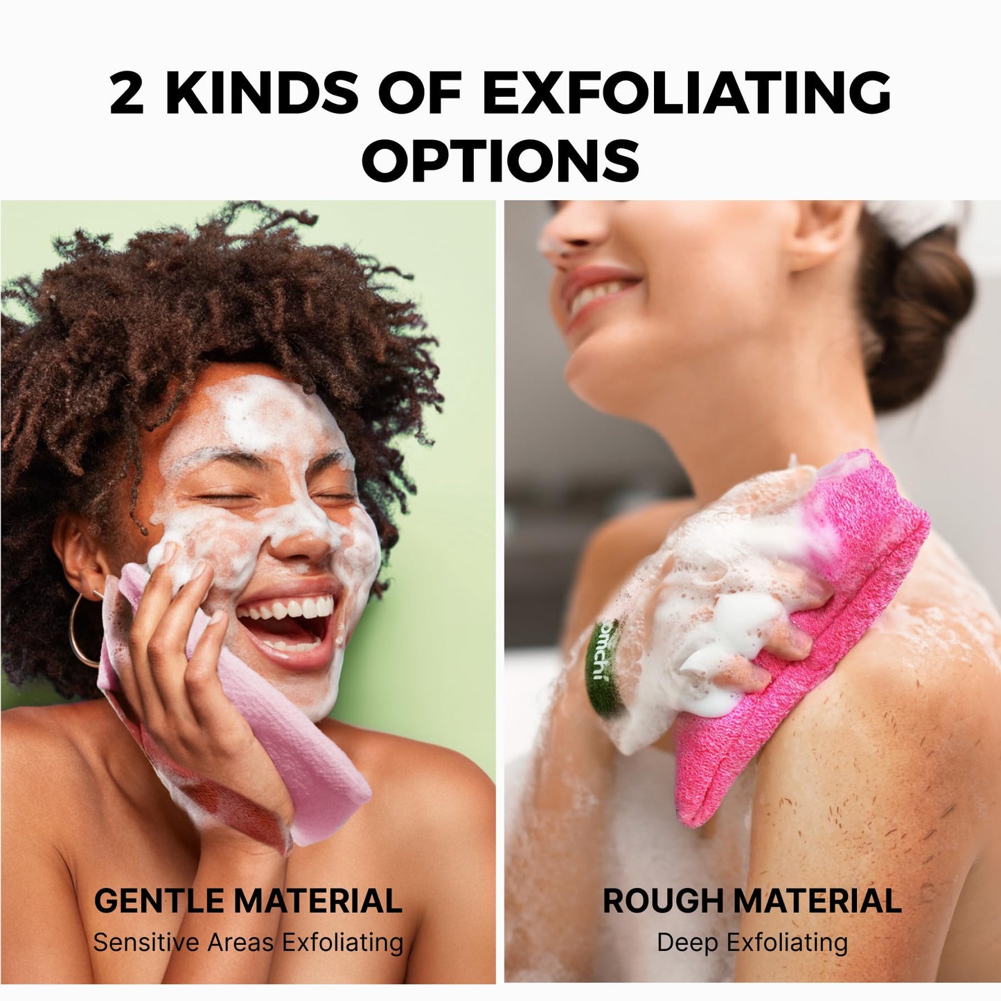 ZOMCHI Soap Bags, Soap Savers for Bar Soap with Different Exfoliating Level, Soap Pouch for Body Wash (2 Pieces, Pink)