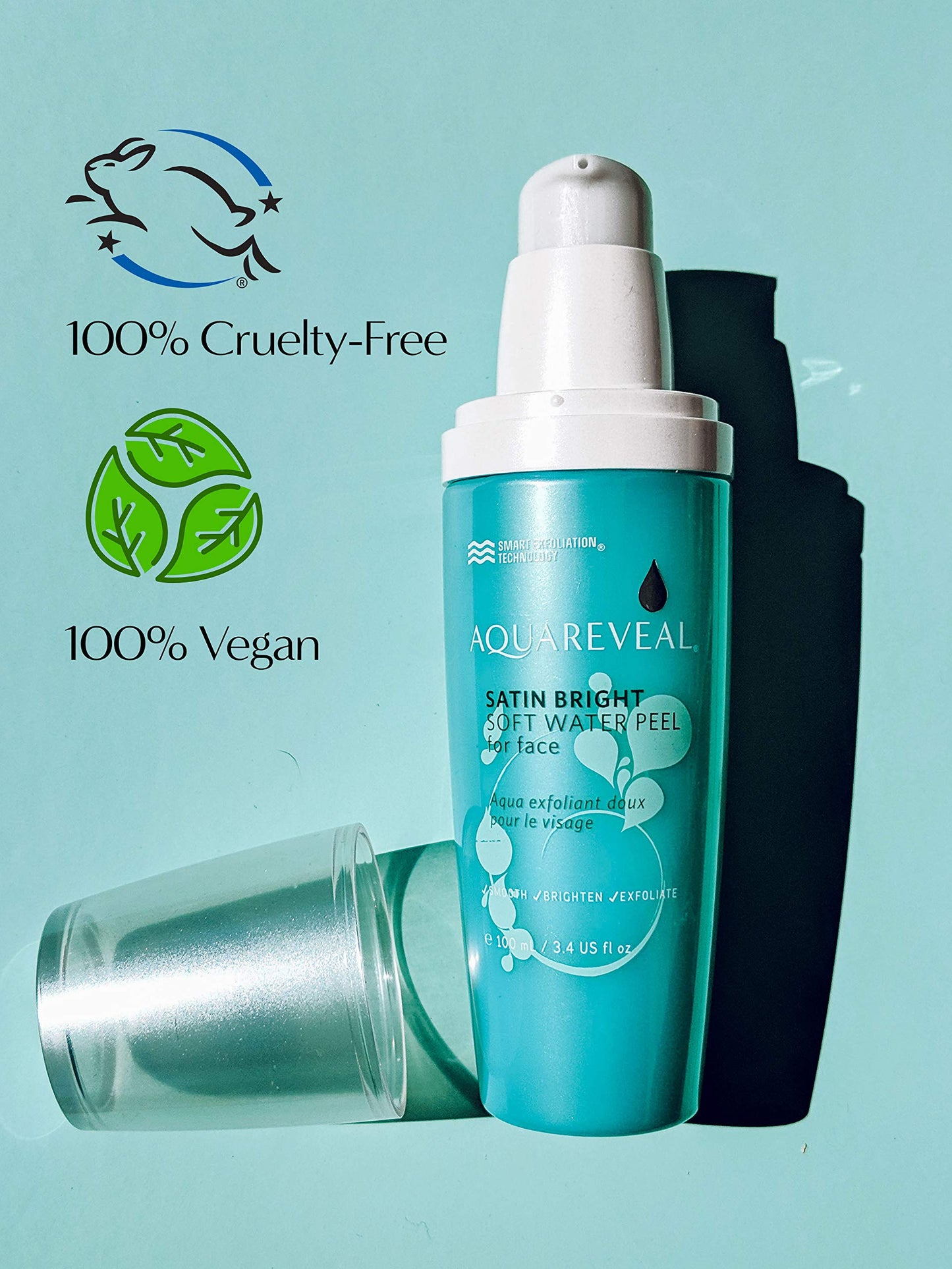 Aquareveal Satin Bright Soft Water Peel for Face , exfoliator for anti-aging, acne, dry, oily, sensitive skin, eczema , 95% organic/natural Korean peeling gel/gommage , large 100 ml/3.4 Fl Oz size